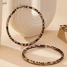 1 Pair Of Vintage Elegant Geometric Large Circle Leopard Print Pendant Earrings For Women, With An Exaggerated Design And Luxurious Fashion Style, Suitable For Women's Daily Wear, Banquets, And Stage Performances - Màu sắc hình ảnh - Xem 3