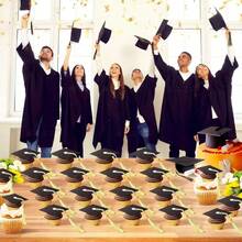 10pcs/20pcs Graduation Cap Chocolate Decorations, Suitable For Chocolate, Candy, Dessert Decoration In Graduation Party - Multicolor - View 4