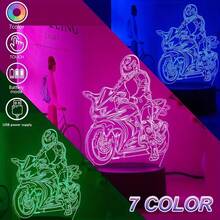 1pc Cool Motorcycle 3D Night Light, USB Powered Touch 7-Color Gradient, Creative Desktop LED Bedroom Decor Light, Acrylic 7-Color Night Light Suitable For Living Room, Bedroom, Room, Office And Other Spaces - Multicolor - View 2