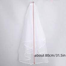 2pcs Bridal Crystal Crown & White Veil Set, Minimalist Silver Crystal Crown Veil Headpiece For Wedding, Party, Event - Multicolor - View 11