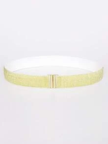 1条女士简约弹力腰带，金色搭扣黑色弹力腰带，适合搭配连衣裙、衬衫和外套，优雅日常穿着 - A - 查看 42