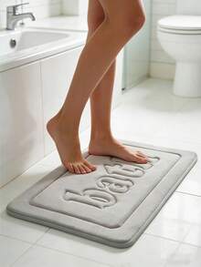 OBOVAY 1pc Coral Fleece Letter Embossed Floor Mat, Anti-Slip Doormat, Absorbent Quick-Dry Mat For Kitchen, Laundry Room, Bedroom, Bathroom - Multicolor - View 5