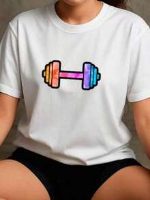 Camisa feminina casual academica confortével modelo verão 100% algodão manga curta e gola redonda - Branco - Visão 1