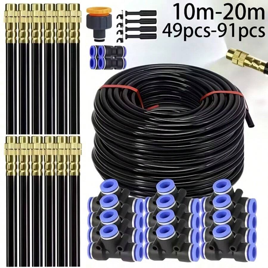 Automatic Universal Brass Atomizing Nozzle Set | Garden Atomizing Irrigation Cooling Quick Plug Humidifier, Adjustable Nozzle, Suitable For Lawns, Lawn Automatic Drip Irrigation Systems, Potted Plant Greenhouses - Irrigation Kit - View 1