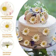 50/100/500 件渐变橙色迷你雏菊花头，逼真的人造花，适用于婚礼派对家居装饰、发夹和头饰 DIY 配饰礼物生日毕业、秋季装饰、秋季 - 白色 - 查看 7