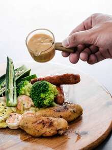 1PC Glass Small Milk Cup & Mini Milk Jug & Japanese Style Coffe Cup With Wooden Handle & Milk Pitcher With Spout For Steak Sauce,Mother's Day Gifts, Women's Day Gifts - Multicolor - View 11