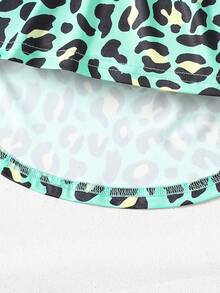 女童夏季两件套套装，荷叶边袖印花上衣搭配心形印花紧身裤，时尚休闲套装 - 彩色 - 查看 7