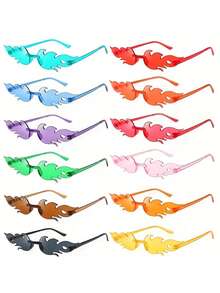 12pcs Frameless Colorful Flame Shaped Party Eyeglasses, Suitable For Women And Men At Parties, Cocktail Events, Pool Parties, Masquerade Balls, Photography Props And More - Multicolor - View 2