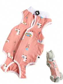 PETCHIC Soft Thin Cat Spay/Neuter Surgery Suit, Breathable Cat Recovery Suit, Anti-Licking E-Collar Alternative & Skin Disease Vest (Pink Alpaca) - Watermelon Pink - View 2