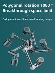 Extensor de grifo giratorio 360° de acero inoxidable 304, cabezal de rociador de doble modo a prueba de salpicaduras, adecuado para fregadero de cocina, tocador de baño - A - Ver 6