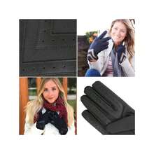 Isotoner Womens Spandex Touchscreen Cold Weather Gloves With Warm Fleece Lining And Details - 小號-中 + 黑色混紡 - Smartdri - 查看 6