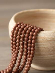 Piedra natural venturina para Bisuteria 1 Tira - Marrón - Ver 2