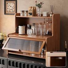 1/2件套多功能桌面收纳架，适用于厨房、办公室、卧室和宿舍 | 非常适合放置咖啡杯和日常用品 - 天然竹制收纳架，双层竹制厨房收纳架，带防尘罩，可放置调料罐、杯子、调味料、书籍和盆栽植物 - 多功能收纳架，是家庭和办公室的理想之选 - 彩色 - 查看 1
