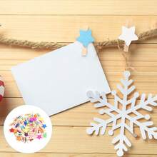 50个迷你木质夹子，照片夹，适合固定照片，手工DIY木质夹子 - 彩色星星 - 查看 6