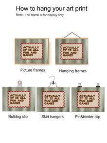 1pc Unframed Physical Poster - Actually It Is All Fun And Games Wavy Frame Art Print | Green Red Brown Striped Line Typography Wall Art| Positive Print - Letter a - View 4