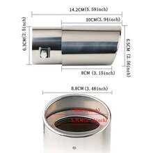 1pc 2.5 Inch Silver Single Straight Outlet Stainless Steel Exhaust Pipe Tail Muffler Tip - Blue - 查看 2
