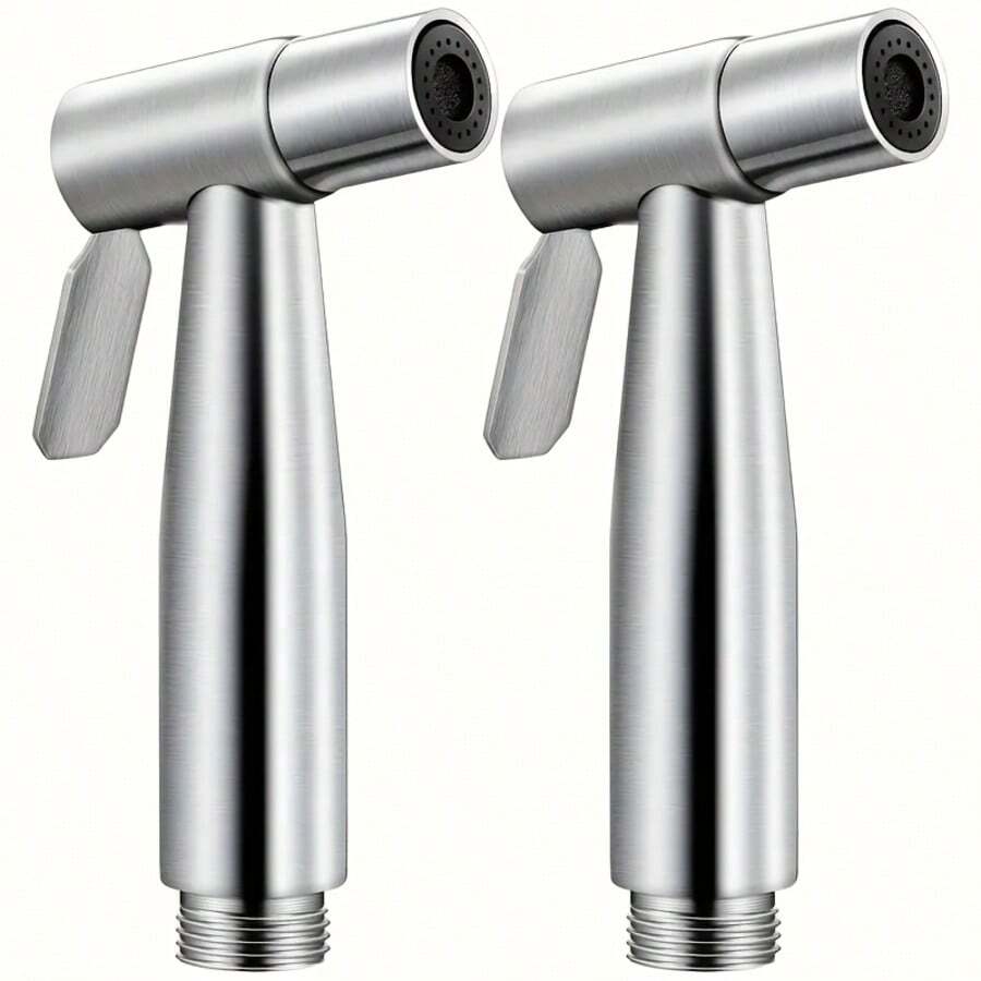 1pc/2pcs Stainless Steel High Pressure Shower Head Sprayer, Toilet Bidet Sprayer, Bathroom Shower Sprayer, Universal Bathroom Sprayer With Booster - Spray Gun - View 1
