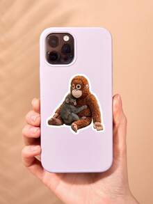 Monkey Punch Sticker - Funny Dragging Baby Macaque Decal, Relatable "Monday Mood" Sticker For Kindle & Laptop, Kawaii Animal Meme Gift - Multicolor - View 4