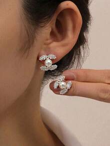 925 Silver Earrings, Versatile Copper Inlaid Zirconia Design, Suitable For Daily, Gatherings And Dates, Enhances Elegance - Silver - View 8