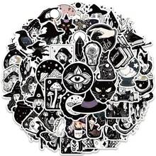 52pcs Trending Black & White Witch Doodle Stickers, Suitable For Luggage, Skateboard, Phone, Bicycle, DIY Decoration Scrapbook Supplies Stationery Funny Stickers Kindle - Color - View 5