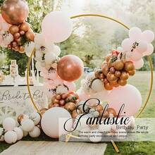 1个白色圆形背景架,圆形婚礼气球拱门框架套装,多种尺寸可选,适用于婚礼、情人节、周年纪念、生日派对、毕业照装饰和摄影背景(仅含圆形框架) - 金色 - 查看 6