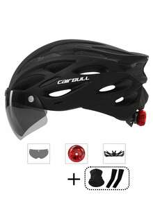Casco de ciclismo ultraligero con visera desmontable, casco de motocicleta/bicicleta con luz trasera para exteriores, casco de bicicleta de montaña y de carretera - Multicolor - Ver 16