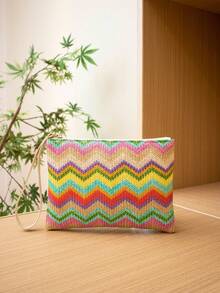 Woven Straw Clutch Bag, Versatile Daily Commute Handbag For Women - Multicolor - View 2