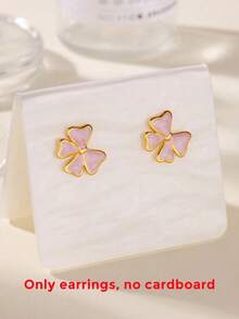 1 Pair Elegant Enamel Bow Earrings, Sweet & Cute Pink/White/Black Bow Earrings For Women - Butterfly - View 9