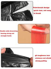 1卷加厚抽绳垃圾袋，家用自动手持式，适用于客厅、厨房、餐厅、商业场所，耐用防撕裂 - 多色 - 查看 2