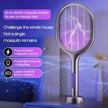 Raqueta matamosquitos retráctil 6 en 1, lámpara eléctrica atrapa insectos, 500mAh - Multicolor - Ver 5