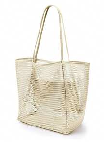 1 chiếc túi tote lưới gấp gọn, túi đeo vai nữ, túi du lịch mùa hè, đáy chống thấm nước, có ngăn lớn bên trong, túi đeo vai dệt. - Nhiều màu - Xem 13