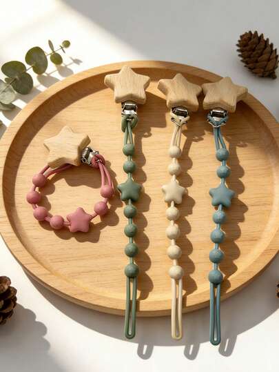 Infant Silicone Pacifier Chain, Pentagram Style Anti-Lost Chain, Silicone Material