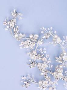 1pc Elegant Women's Silver Crystal Hair Clip, Bridal Wedding Headpiece, Party Hair Accessory - Silver - View 3