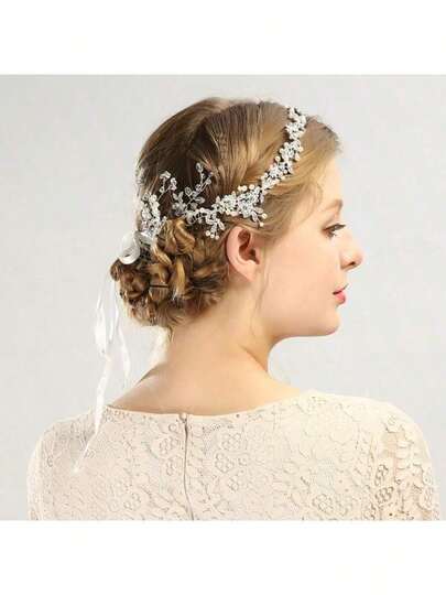 1pc Elegant Women's Alloy Rhinestone Headband, Party & Wedding Hairstyle Accessory Suitable For Brides