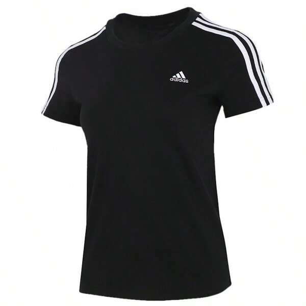 Adidas Áo thun nữ tay ngắn, thoải mái, dáng ôm, cổ tròn, tay ngắn, thích hợp mặc hàng ngày, màu đen, thích hợp mặc thường ngày mùa hè 2026, mã sản phẩm GL0784.