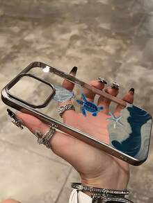 1 chiếc ốp lưng điện thoại hình rùa biển xanh tối giản, chống sốc, làm bằng TPU mạ điện trong suốt, bao phủ toàn bộ màn hình, tương thích với iPhone 17, 16, 15, 14, 13, 12, 11 Pro Max, quà tặng mùa xuân. - Nhiều màu - Xem 4