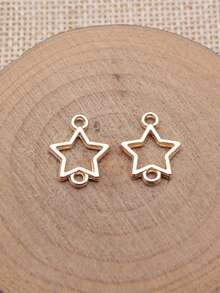 40pcs 15x12mm Hollow Star Connector Charms For DIY Bracelet Making Necklace Making Jewelry Making Handmade Craft Findings - KC Gold Plated - View 2