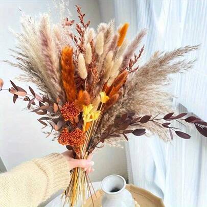 48/72支波西米亚风人造秋季花束 - 手工信封装饰，木质秋季家居装饰，适用于婚礼、母亲节、感恩节、派对、办公室和卧室装饰