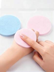 100pcs Round Compressed Facial Cleansing Sponges, Wood Pulp Fiber Expandable, Face Cleaning Makeup Puff, Suitable As Valentine's Day Gift For Girlfriend, One-Time Use Thickened Facial Cleansing Sponge - One Size Fits All - View 6