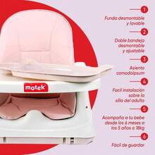 Silla Alta Periquera Motek Bruni 4 en 1 Comer Bebe Gris - Blanco - Ver 3