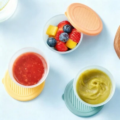 2/6个装可爱卡通图案塑料酱料杯，带盖，便携式密封调味碟，调味品容器，沙拉番茄芥末酱储存容器，可重复使用，适合学生和成人居家、学校、宿舍、办公室、户外露营、野餐、旅行等场合使用。