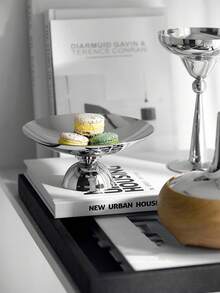 1件极简主义不锈钢甜点盘，欧式奢华创意水果盘，蛋糕架，糖果干果托盘 - 銀色 - 查看 6