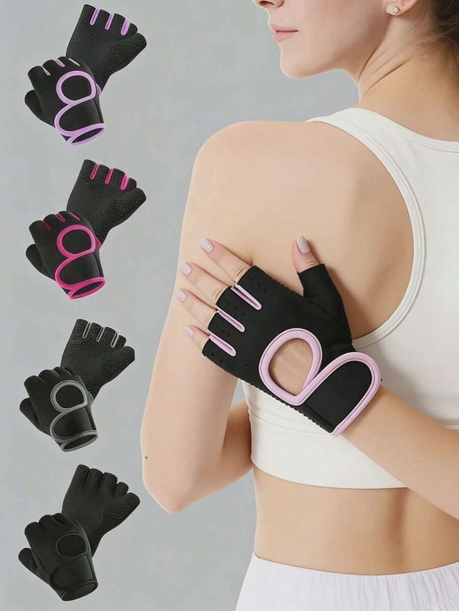 1 双男女通用透气健身手套，适用于篮球、哑铃、举重训练、引体向上、骑行等运动，半指防滑运动手套，女士健身手套，健身配件，锻炼，健身房，居家锻炼，女士健身手套，拳击手套，健身手套，男士健身手套 - 彩色 - 查看 1