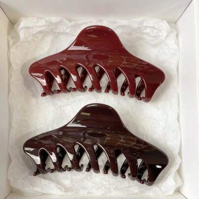 1pc Retro Extra Large Dragon Bone Hair Claw Clip 10cm, Fashionable Chocolate Color Shower Hair Clip