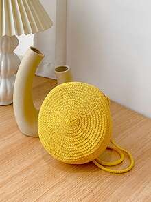 1个圆形编织草编斜挎包，迷你单肩包，轻便沙滩包，带拉链，适合女孩、青少年、旅行者、海滩、旅行、暑假、野餐、户外音乐节、派对等场合。 - 圓草編 - 查看 14