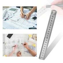 Regla recta de Metal de acero inoxidable, herramienta de medición de precisión de doble cara, reglaétrica de escala de 15-50cm, mesa de escala transparente EVZX - 200 milímetros - Ver 3
