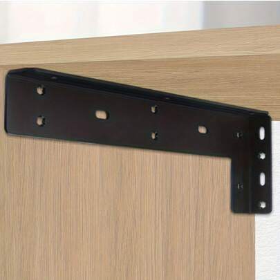 2 Pcs Floating Shelf Brackets, Board Shelf Brackets & Supports, 23 Cm Heavy Duty Metal Black L Wall Bracket For Shelves, Wall Mounted Shelving Bracket For Hanging