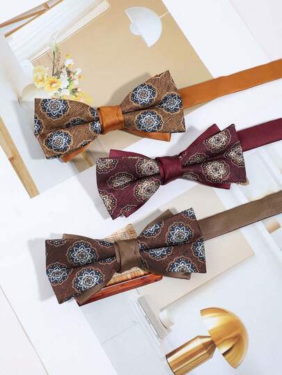 1pc Fashionable Floral Pattern Bow Tie For Men, Comfortable & Versatile For Daily Wear, Gifts, Parties, Banquets