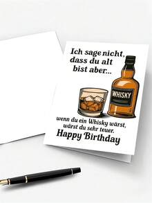 1pc Funny Whiskey-Themed Birthday Card For Adults – Perfect Gift For Whiskey Lovers, Friends, And Family" Envelope + Greeting Card - A - View 6