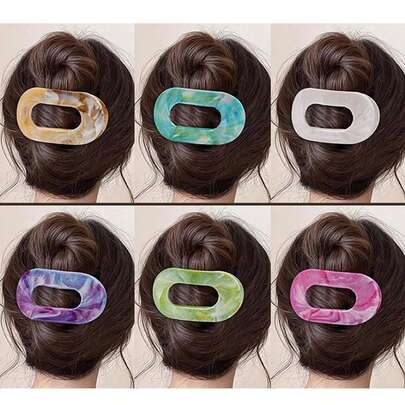 欧美大理石渐变色扁平圆形发夹，发爪夹，适合盘发，夏季发饰，沙滩夹，度假发饰